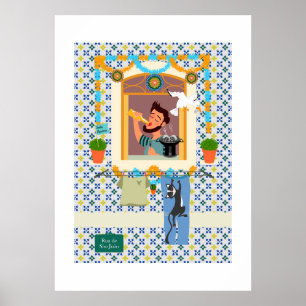 Poster Vizinho da Festa Português do santo John Português