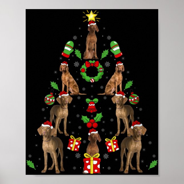 Poster Vizsla Dog Xmas Lighting Tree Vizsla Christmas V N (Frente)
