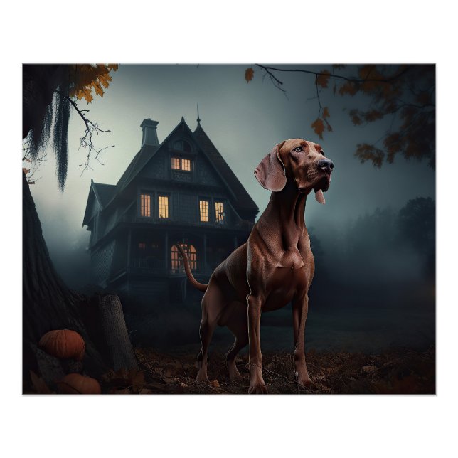 Pôster Vizsla Halloween Assustador (Frente)