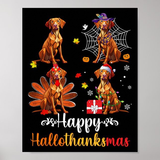 Poster Vizsla Lover Halloween Feliz Natal Feliz Alho (Frente)