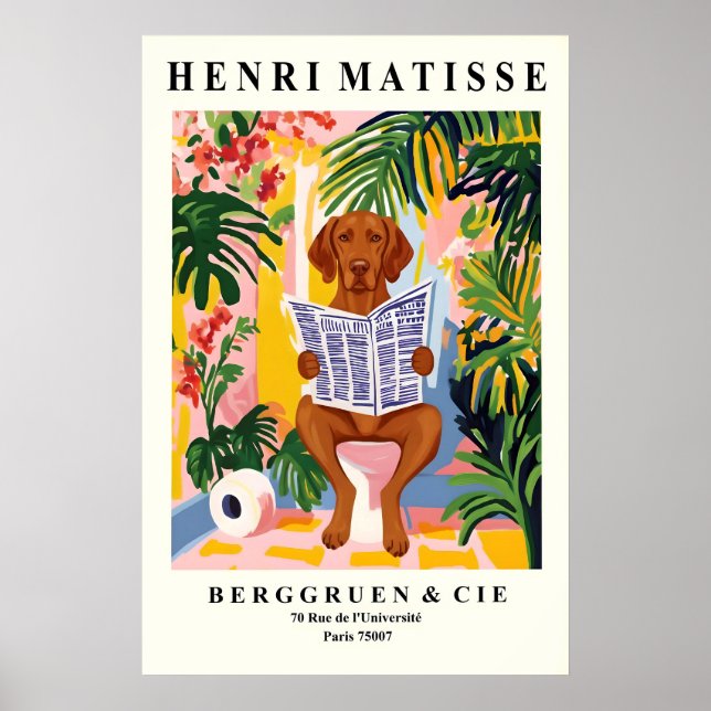 Poster Vizsla on Toilet Wall Art - Funny Matisse Bathroom (Frente)