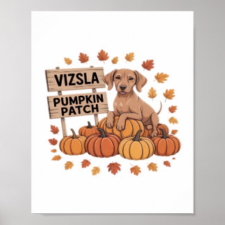 Poster Vizsla Pumpkin Patch Dog Amante no Dia de Ação de