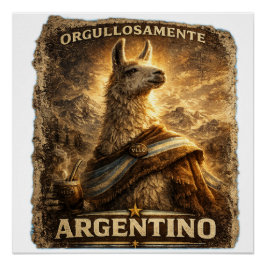 Pôster VLLC Orgullosamente Argentino Llama Mate Patriotic