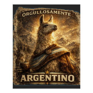 Pôster VLLC Orgullosamente Argentino Llama Mate Patriotic