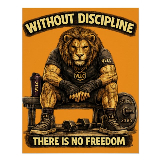 Pôster VLLC Without Discipline There Is No Freedom Gym  (Frente)