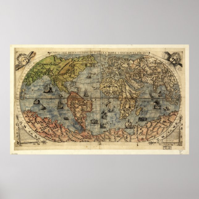 Pôster Vniversale descrittione World Map (1565) (Frente)