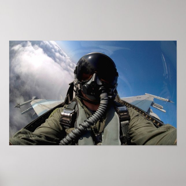 Poster Voando A Vista F-16C Contra O Falcão De Combate (Frente)