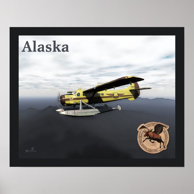 Poster Voando Moose Aviation de Havilland DH3-C Otter (Frente)