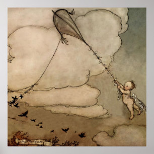 Poster “Voando numa Pipa” por Arthur Rackham