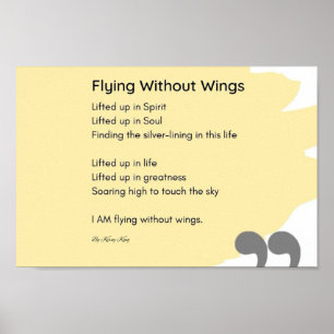 Poster Voando sem asas poema arte amarela