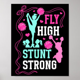 Poster Voar Alto Acrobacia Forte Grito Voador Cheerleadin