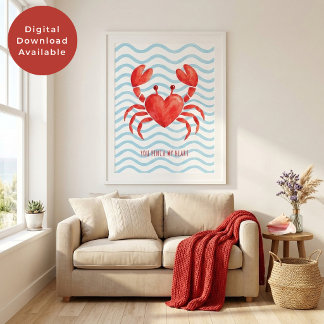 Poster Você Belisca Meu Coração Aquarela Caranguejo Verme