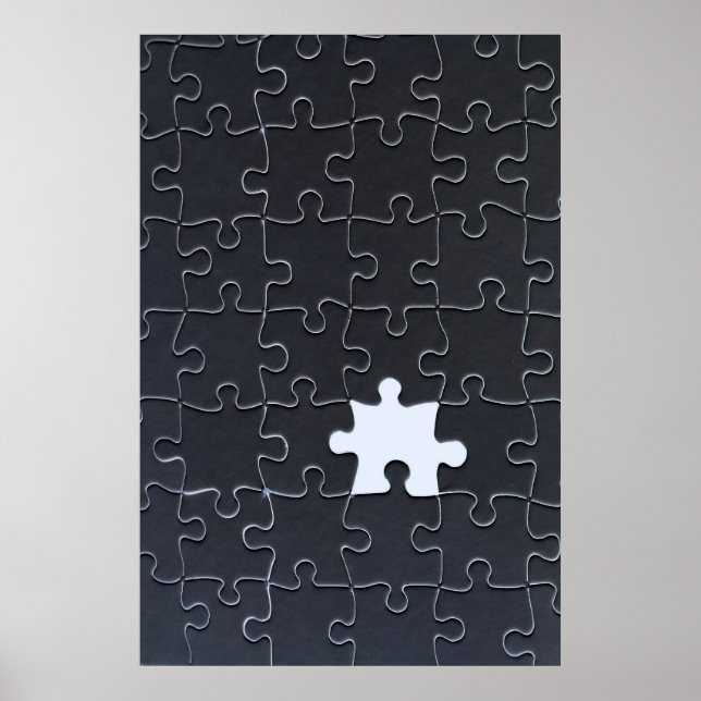 Pôster Você Completa Me Romântico Preto e Branco Jigsaw (Frente)