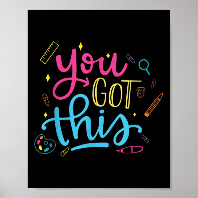 Poster Você Conseguira Dia de Teste Motivacional Professo (Frente)