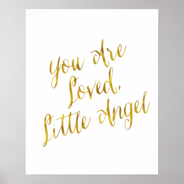 Pôster Você É Amado Anjo Cotação Faux Gold Foil Sparkly (Frente)