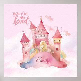 Poster Você é amado Palácio na nuvem rosa Personalize