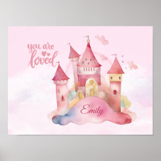 Poster Você é amado Palácio na Nuvem Rosa Personalize