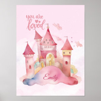 Poster Você é amado Palácio na Nuvem Rosa Personalize