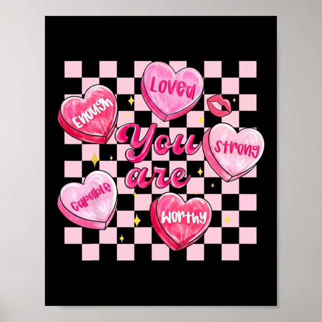 Poster Você é Amado Valentim Xadrez Digno o Bastante Ca (Frente)
