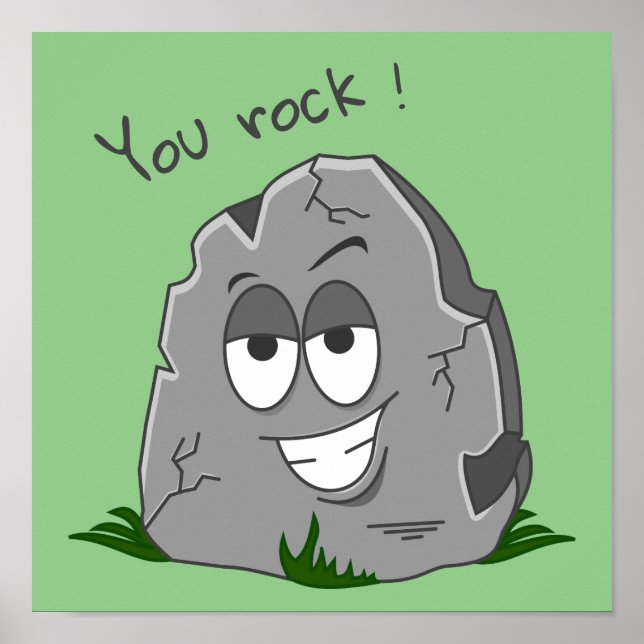 Poster Você é Doido! Pedra de Desenho Cinza Engraçada (Frente)