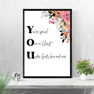 Poster Você É Especial Floral Cristã Aquarela