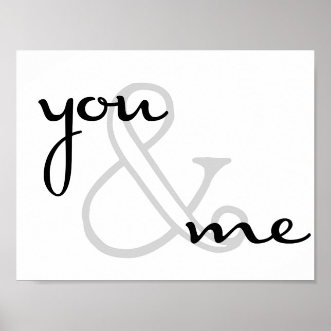 Pôster você e eu design moderno preto e branco amor (Frente)