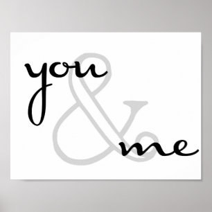 Pôster você e eu, o amor branco preto moderno design