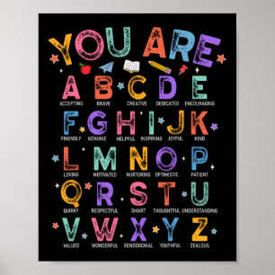 Poster Você É Letras Alfabeto Aprenda Abcs Menino Menina