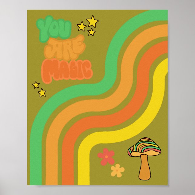 Poster Você É Magia - Cogumelo Retro (Frente)