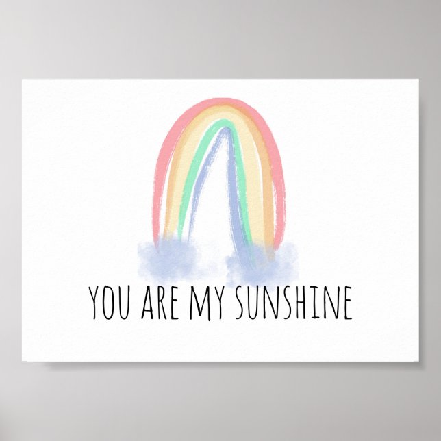 Poster Você é meu sol aquarela pintada arco-íris (Frente)