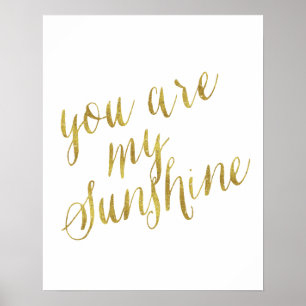 Poster Você É Minha Citação Sunshine Faux Gold Foil S
