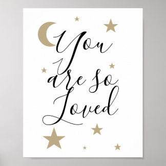 Poster Você é tão amada lua e estrelas berçário celestial