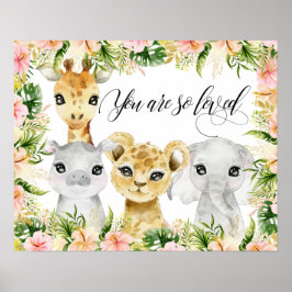Poster Você É Tão Amado, Animais de Safari em Aquarela