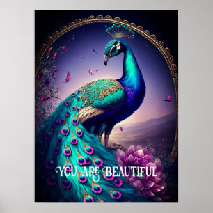 Poster Você É Uma Bela Citação Inspiradora Peacock