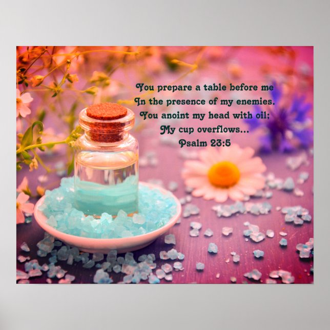 Poster "Você Engana Minha Cabeça Com Óleo" Salmo 23:5 Pro (Frente)