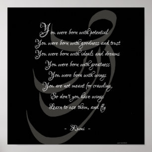 Poster Você era nascido com sabedoria de Rumi das asas