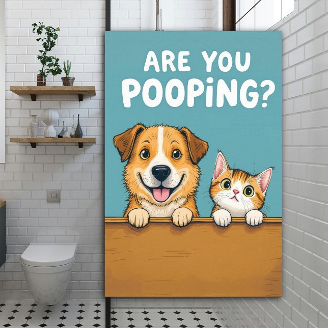 Poster Você Está Fazendo Cocô? Cachorro e Gato Engraçados (Criador carregado)
