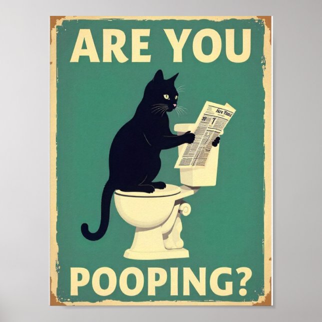Poster "Você Está Pooping?" Gatos Negros Engraçados (Frente)