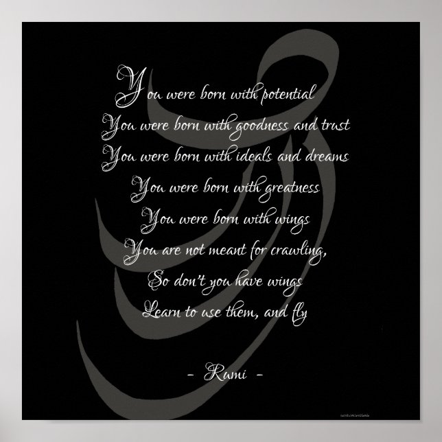 Poster Você estava nascer com asas Rumi sabedoria (Frente)