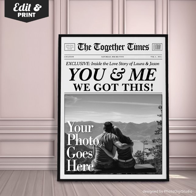 Poster Você & Eu Nós Temos Isso Jornal Personalizado de P (You & Me We Got This Personalized Gift Newspaper Poster)