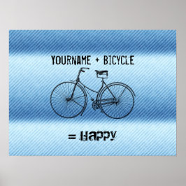 Poster Você Mais Bicicleta Igual a Feliz Faixa Antica Azu