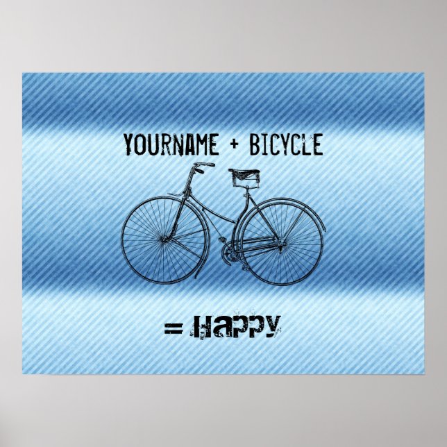 Poster Você Mais Bicicleta Igual a Feliz Faixa Antica Azu (Frente)