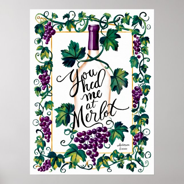 Poster Você Me Teve Na Merlot Wine Lover Personalizada (Frente)