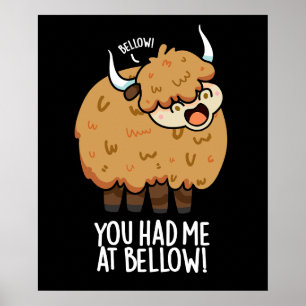 Poster Você Me Teve No Bellow Engraçado Yak Pun Dark BG