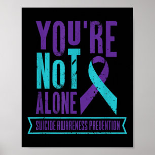 Poster Você Não Está Sozinho _ Fita Azul e Roxa _ Suicídi