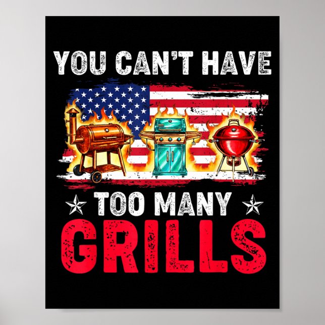 Poster Você Não Pode Ter Muitas Grelhas Churrasco Engraça (Frente)