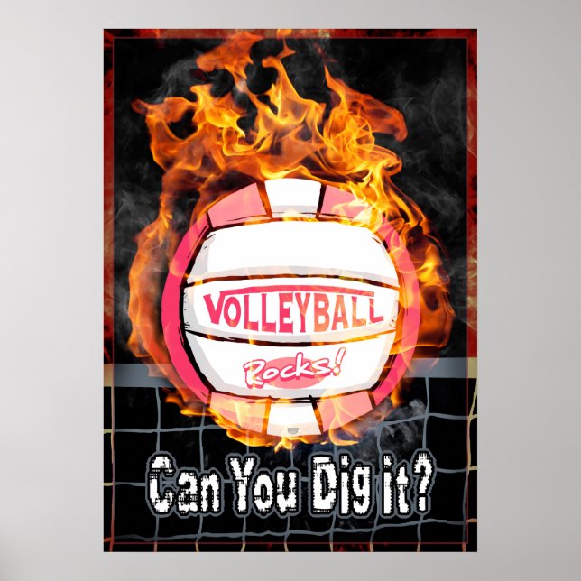 Poster Você Pode Fazê-Lo Queimando Voleibol Rosa (Frente)