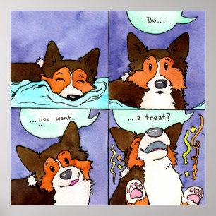 Poster "Você Quer Um Tratado?" Engraçado Corgi Comic