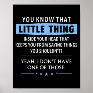 Poster Você Sabe Coisa Pequena Sarcasmo Amante Humor Dize