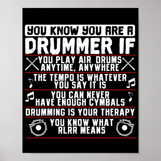 Poster Você Sabe Que Você É Um Drummer Se Um Drummer Músi (Frente)